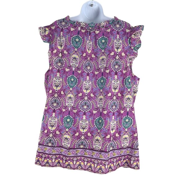 Talbots Top 2X Floral Ruffle Sleeve Floret Medallion Multicolored NWT TP-3415 - Picture 5 of 8